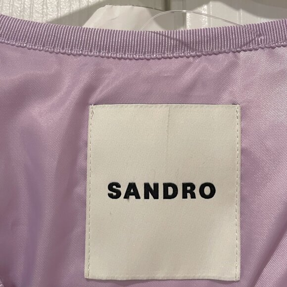NWT Sandro Rayja Lavender Purple Quilted Belted Down Jacket EU Size 40 (Large) - Picture 6 of 11